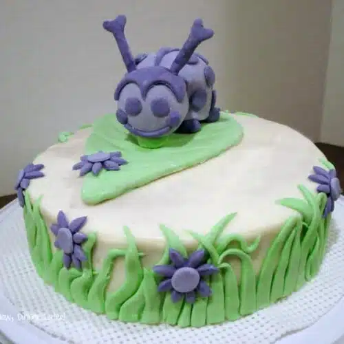 Ladybug Cake with Marshmallow Fondant Decorations