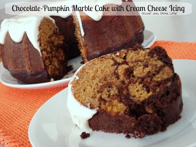 Chocolate-Pumpkin Marble Cake with Cream Cheese Icing