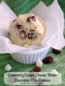 Cranberry Cream Cheese White Chocolate Chip Cookies are easily made with a sugar cookie mix, for a unique holiday cookie!