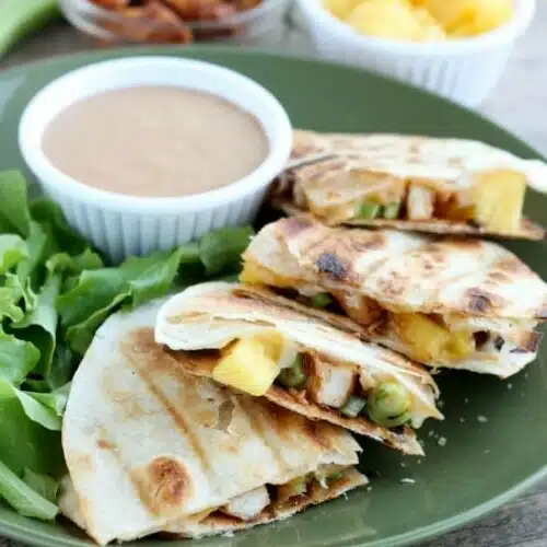 Grilled BBQ Chicken and Pineapple Quesadillas