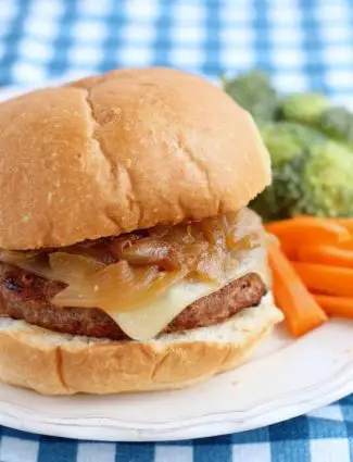 Swiss and Onion Turkey Burgers