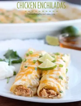 Honey Lime Chicken Enchiladas from DessertNowDinnerLater.com