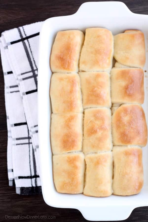 These Parker House Dinner Rolls are easy enough for beginners! With step-by-step photos, you will see just how simple it is to create these soft, buttery dinner rolls! From DessertNowDinnerLater.com