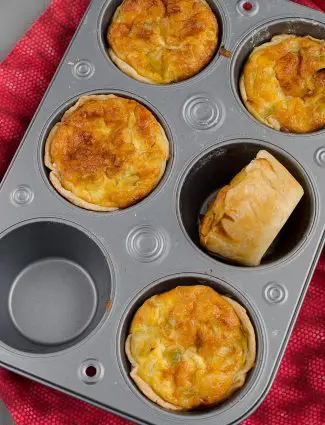 butternut squash and leek personal quiches