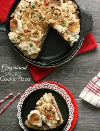 Gingerbread Smores Cookie Pizza by @LifeMadeSweeter