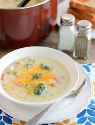 This Vegetable Chowder (also called Broccoli Cheese Potato Soup) is smooth, creamy, cheesy, and full of tender cooked vegetables. It's comfort food to keep you warm and full!