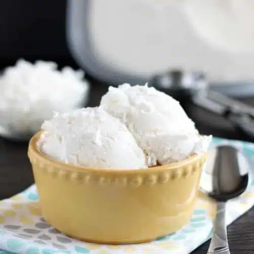 No Churn Coconut Ice Cream - only 2 ingredients to make this creamy, smooth coconut ice cream without a machine!