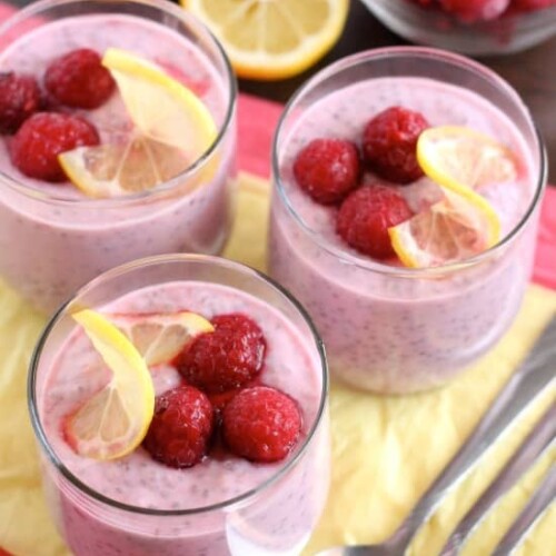 Lemon Raspberry Chia Pudding showcases the bright flavors of spring and summer made into a healthy snack or dessert!