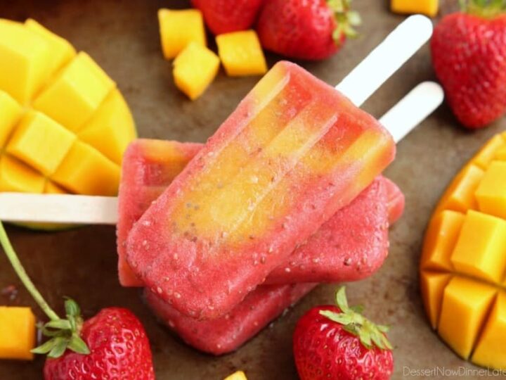 Healthy Strawberry Mango Popsicles - The Clean Eating Couple