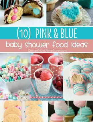 Your guests will "ooh" and "aah" over these tasty pink and blue baby shower food ideas! Perfect for a gender reveal party or adorable baby shower.