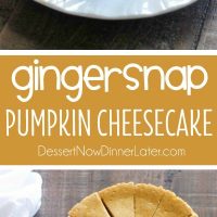 This Gingersnap Pumpkin Cheesecake is full of fall flavors, from the gingersnap cookie crust, to the spiced pumpkin cheesecake. It's the perfect pumpkin dessert! *PLUS! Tips on how to prevent cracks in your cheesecake!*