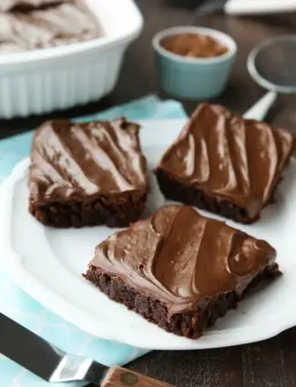 Chocoholics NEED these Frosted Fudge Brownies! Super fudgy homemade brownies are topped with a smooth and creamy fudge chocolate frosting for ultimate chocolate pleasure. Great for lunch box treats, dessert, or anytime!