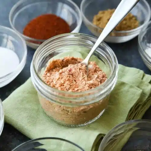 Homemade Taco Seasoning is easy to make and tastes great! Adjust the seasoning to make it mild or hot. Plus there's no MSG or funky ingredients. Check out the video on how to turn this taco seasoning into the best taco meat ever!