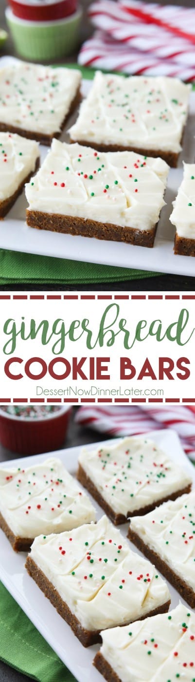 Gingerbread Cookie Bars | Dessert Now Dinner Later