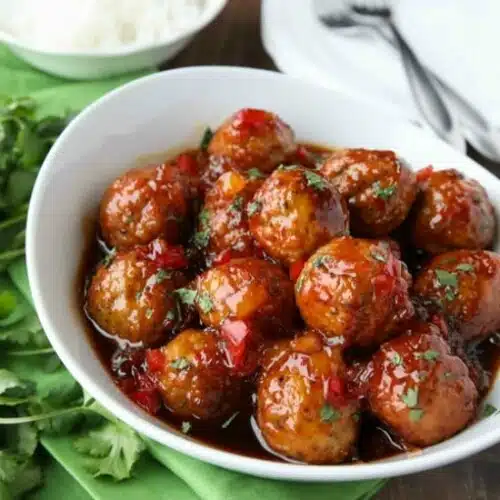 Sweet Fire Meatballs are sweet with a kick of heat and use frozen meatballs for a super easy dinner any night of the week. 