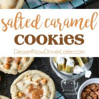 Salted Caramel Cookies are soft, chewy, and full of caramel, with just the right amount of salt. This sweet and salty dessert is one recipe you'll make again and again!