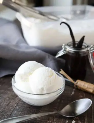 Easy vanilla ice cream made with or without cream (just milk). No eggs and no cooking required!