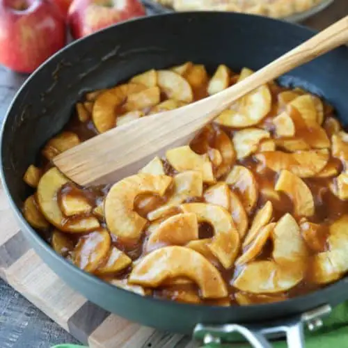 Homemade Apple Pie Filling is easy, delicious, and freezes well! Use it for apple pie, apple crisp, or any dessert that uses canned apple pie filling. Stays freezer fresh up to 12 months!