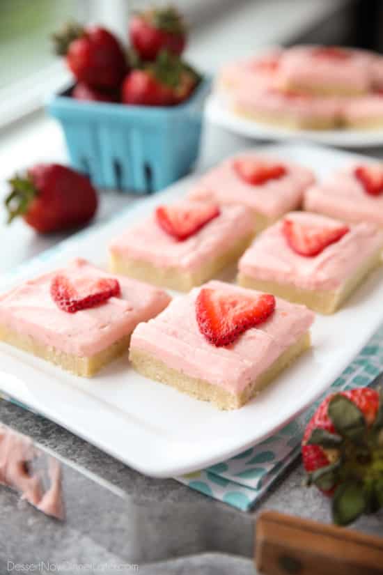 Strawberry Sugar Cookie Bars | Dessert Now Dinner Later