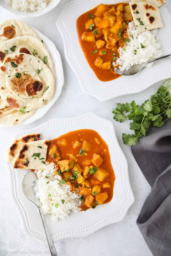 Instant Pot Indian Butter Chicken is quick, easy, creamy and flavorful. Chunks of chicken and potatoes are smothered in a mild tomato and coconut milk sauce that's filled with fragrant Indian spices. Serve it with some garlic naan for a restaurant quality dinner at home.