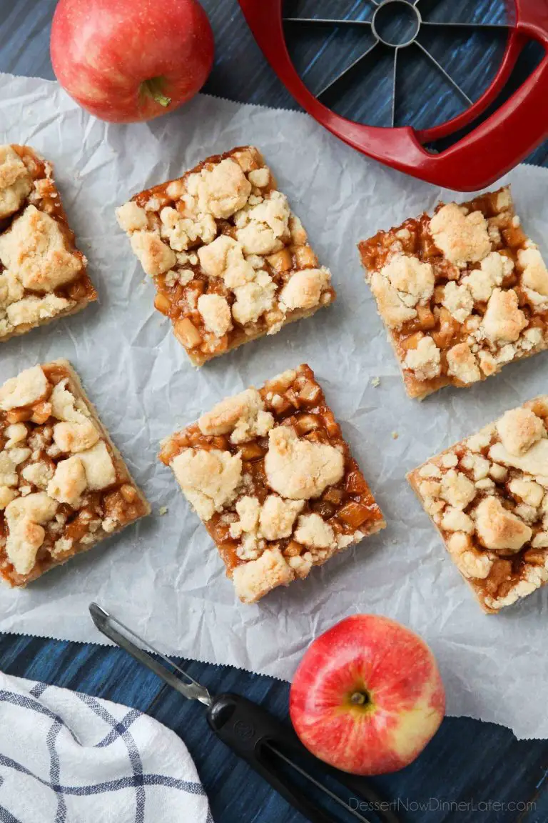 Apple Crumb Bars are better than pie with a buttery shortbread crust and crumble topping, and a fresh homemade apple pie filling in the center.