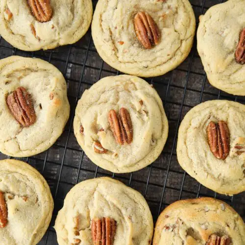 Butter Pecan Cookies are soft, nutty, and oh so buttery. Packed with flavor from browned butter and toasted pecans. Great for Christmas cookie exchanges.