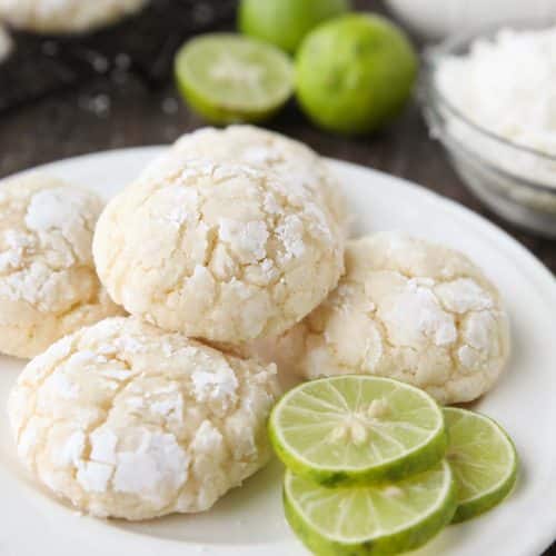 Coconut Key Lime Crinkle Cookies are a bite-sized tropical treat.