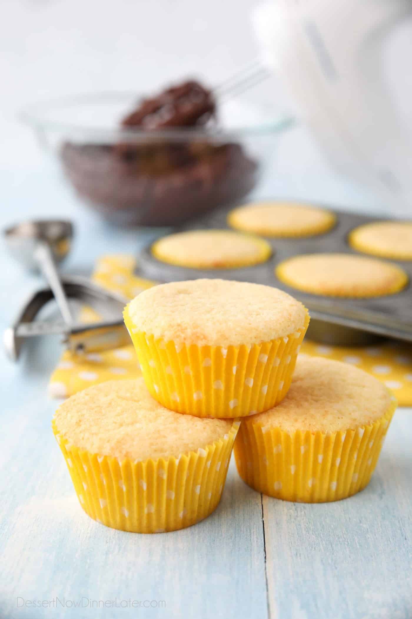 Yellow Cupcakes Recipe (Butter Cake) Dessert Now Dinner Later