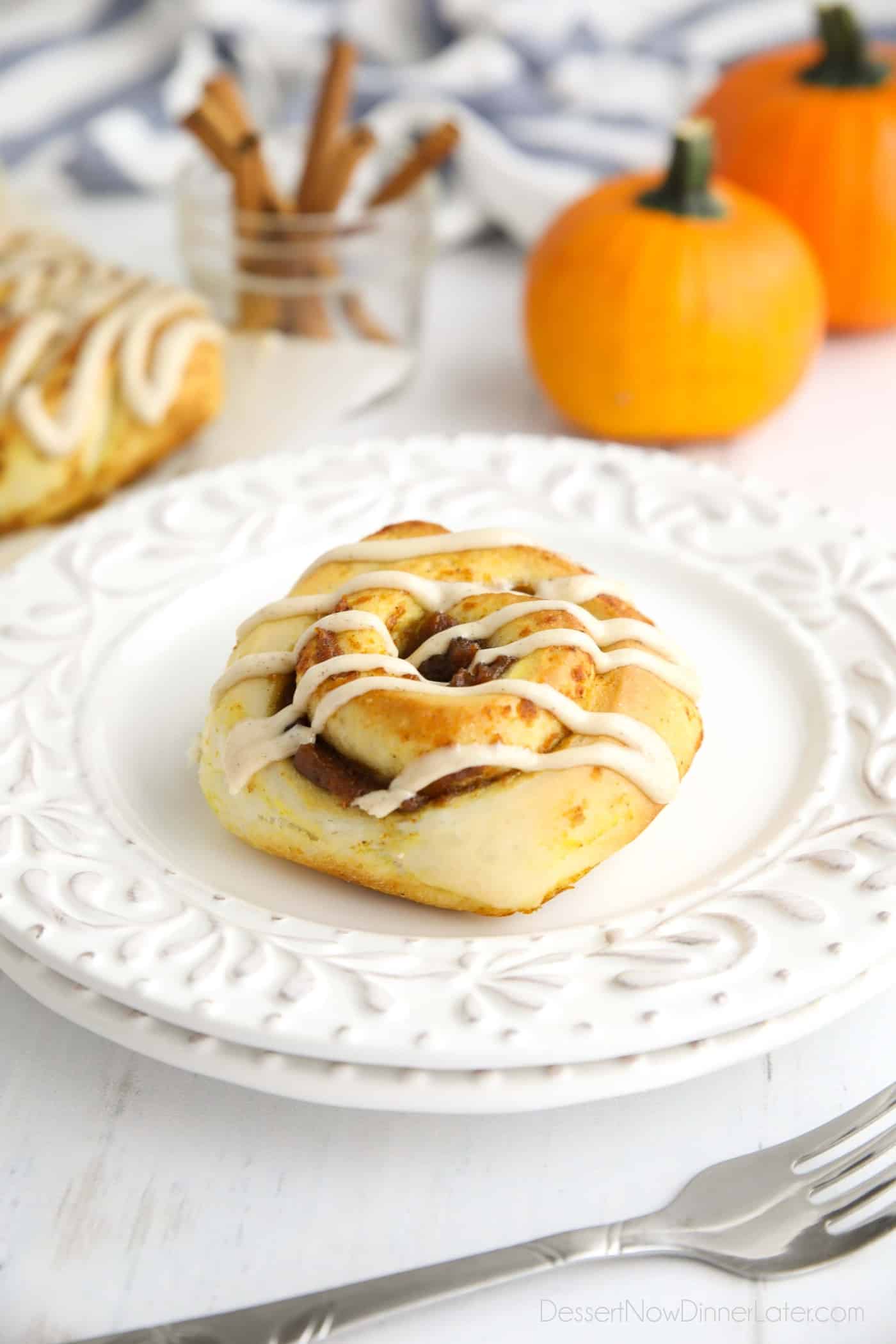 Pumpkin Pie Cinnamon Rolls (Easy!) | Dessert Now Dinner Later