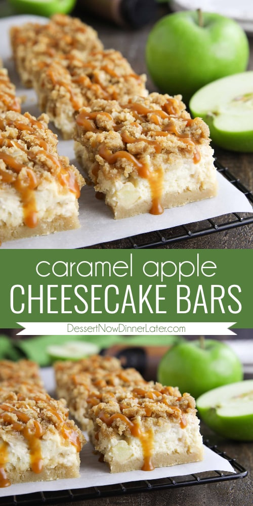 Caramel Apple Cheesecake Bars + Video | Dessert Now Dinner Later