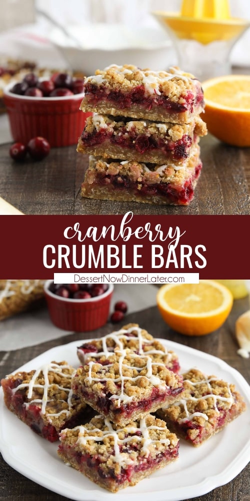 Cranberry Crumble Bars | Dessert Now Dinner Later