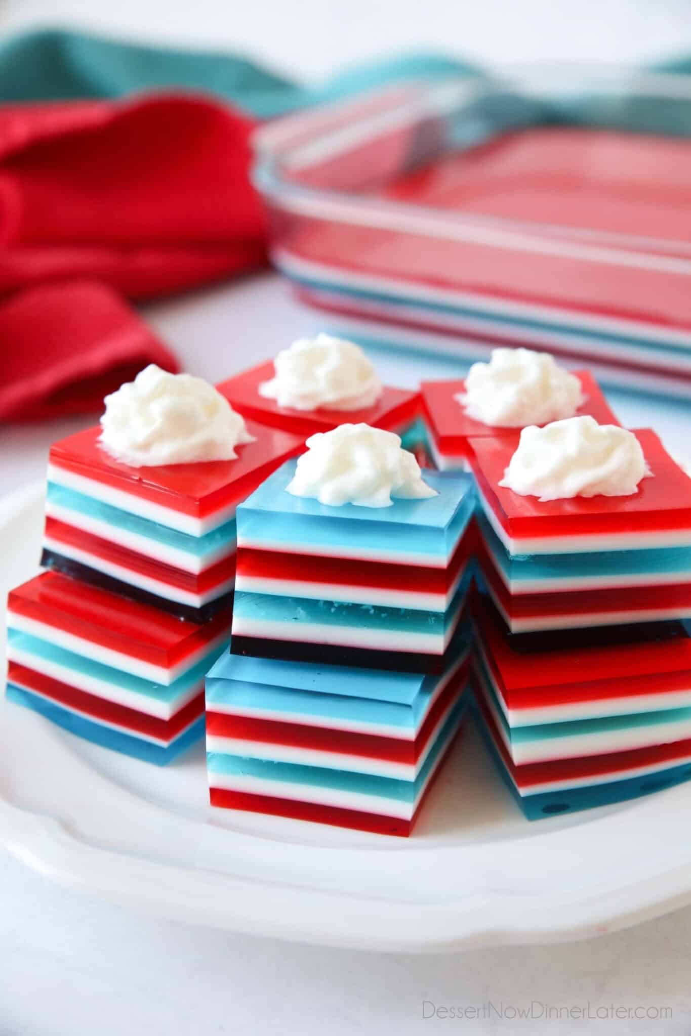 Red White and Blue Jello (4th of July Dessert) | Dessert Now Dinner Later