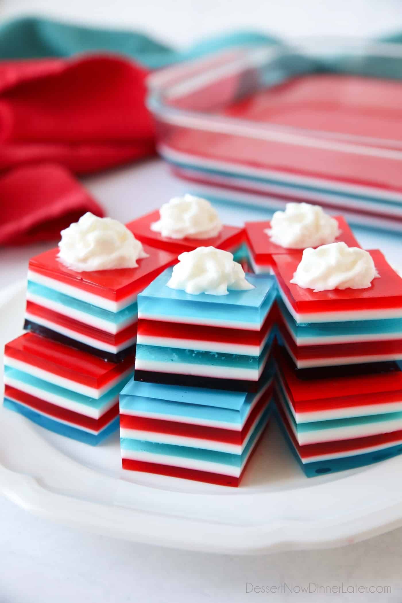 Red White and Blue Jello (4th of July Dessert) | Dessert Now Dinner Later
