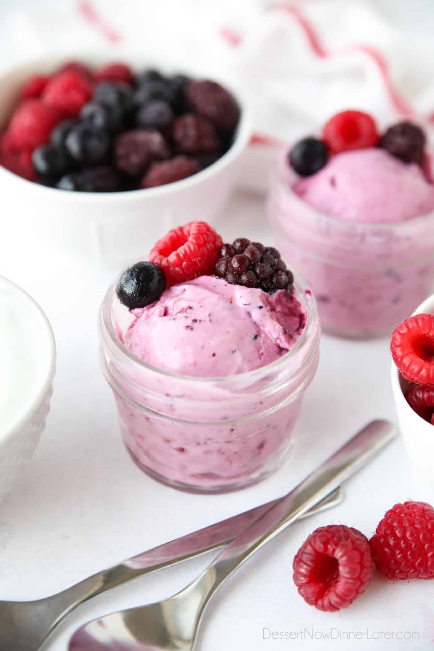 Triple Berry Frozen Yogurt | Dessert Dinner Later