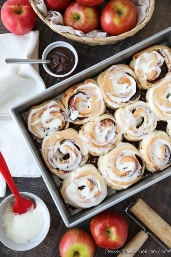 Apple Butter Cinnamon Rolls + Video | Dessert Now Dinner Later