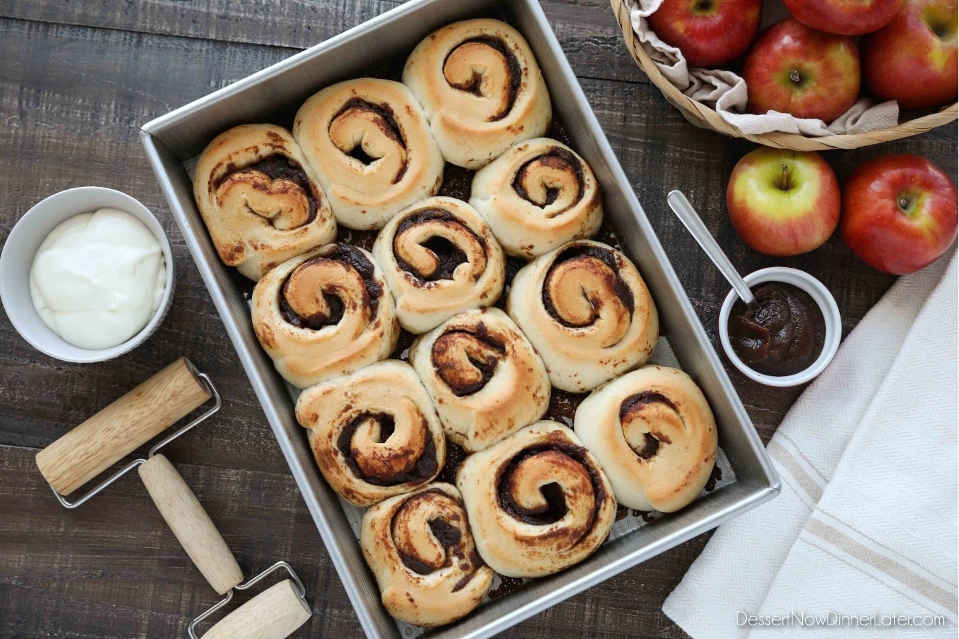 Apple Butter Cinnamon Rolls + Video | Dessert Now Dinner Later