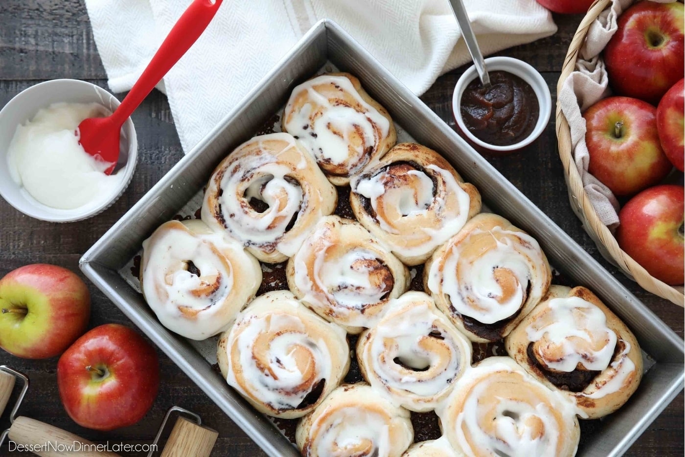 Apple Butter Cinnamon Rolls + Video | Dessert Now Dinner Later