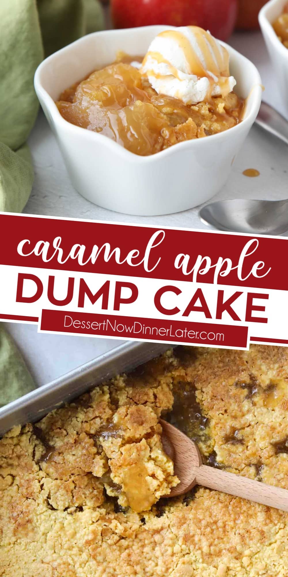 Caramel Apple Dump Cake + Video (4-ingredient Cobbler) | Dessert Now ...