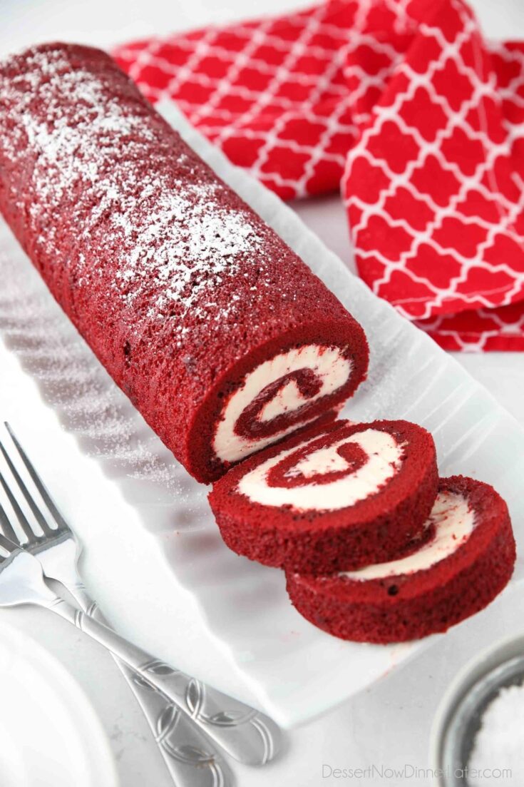 Red Velvet Cake Roll + Video | Dessert Now Dinner Later