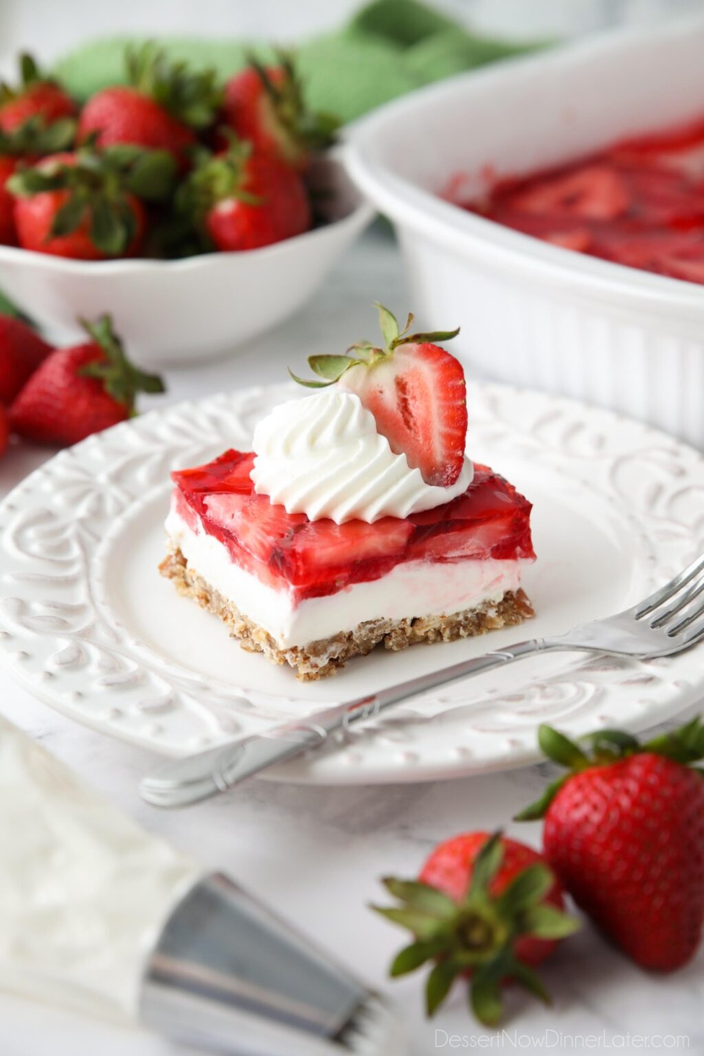 Strawberry Pretzel Salad Recipe | Dessert Now Dinner Later