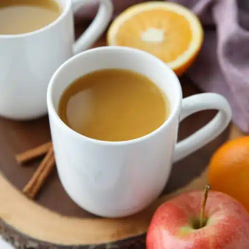 A mug full of wassail (aka mulled apple cider).