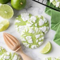 Crinkle-style lime cookies with powdered sugar.