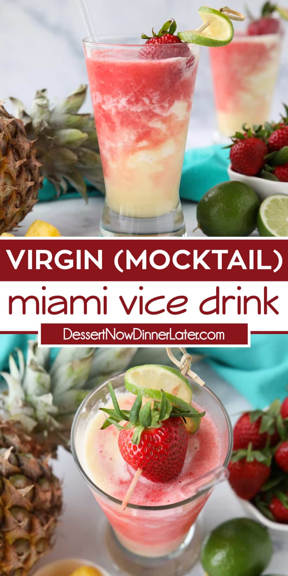 Virgin Miami Vice Drink Recipe | Dessert Now Dinner Later