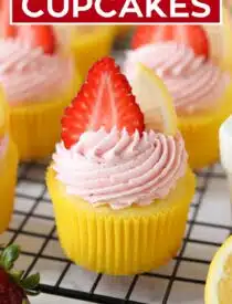 Labeled image of Strawberry Lemonade Cupcakes for Pinterest.