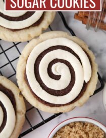 Labeled image of Cinnamon Roll Sugar Cookies for Pinterest.