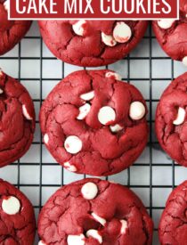 Labeled image of the Red Velvet Cake Mix Cookies for Pinterest.