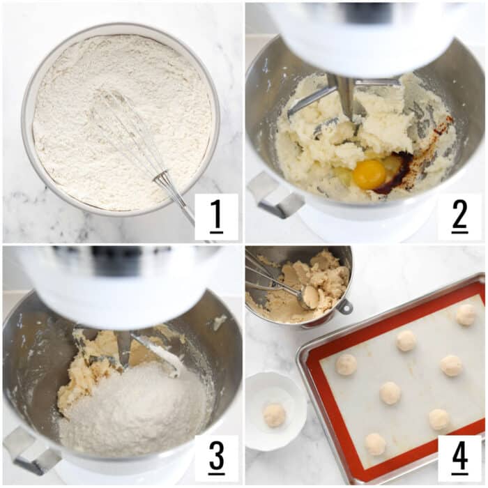 Four image collage of steps to make easy sugar cookies.