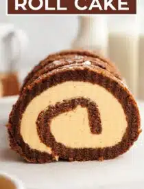 Labeled image of Chocolate Roll Cake for Pinterest.