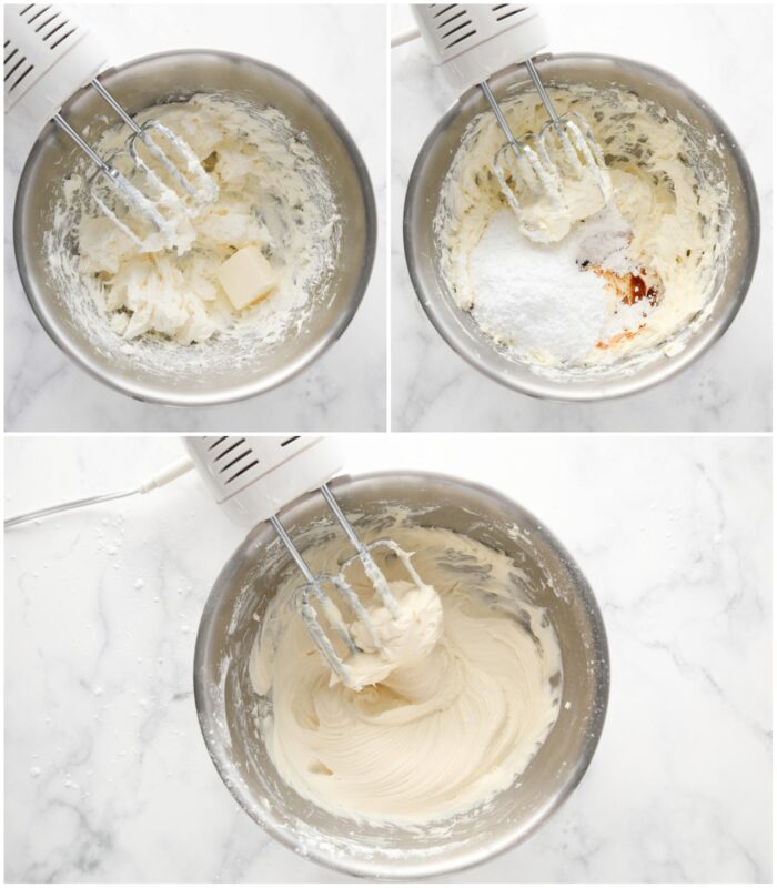 Steps to make cream cheese frosting.