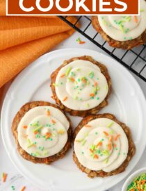 Labeled image of Oatmeal Carrot Cake Cookies for Pinterest.